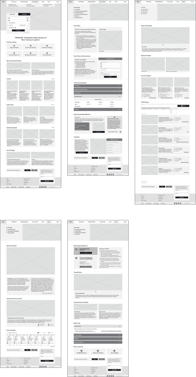 Translink Wireframes Desktop